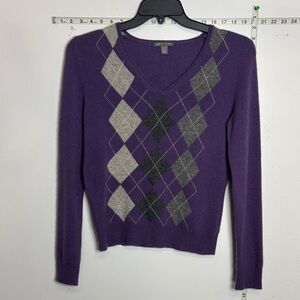 Apt.9  Purple Argyle V-Neck Sweater